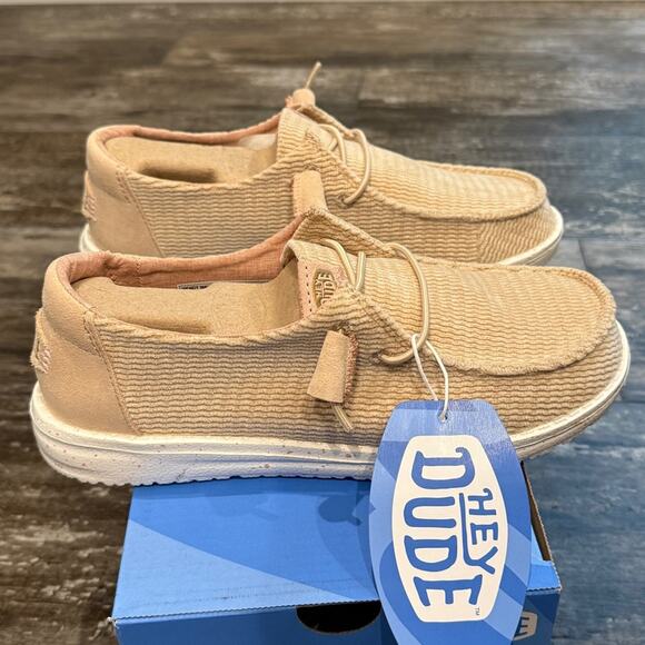 Hey Dude Loafers Shoes Womens Size 6 Wendy‎ Wave Corduroy Taupe Tan Comfy NEW - Picture 8 of 9